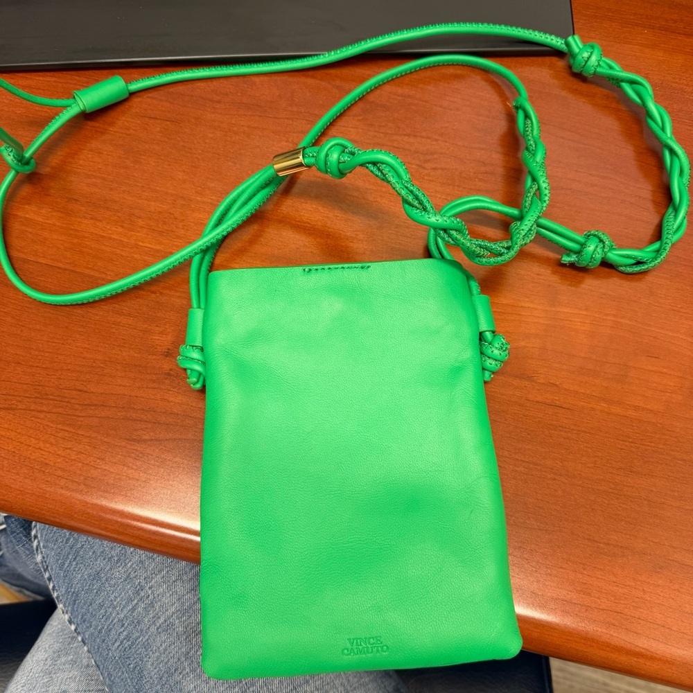 Vince Camuto Bright Green Leather Crossbody Pouch